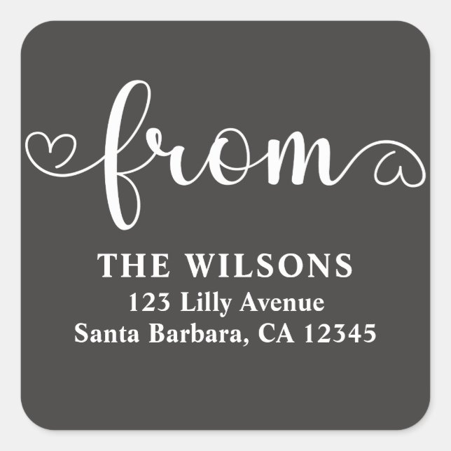 Pegatina Cuadrada Dirección de retorno moderna (Anverso)