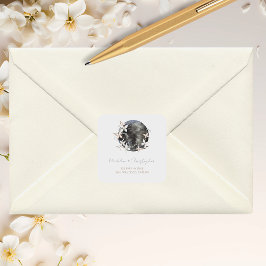 Pegatina Cuadrada Dirección del Boda floral de la Luna Celestial Boh