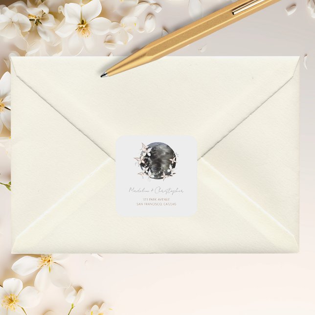 Pegatina Cuadrada Dirección del Boda floral de la Luna Celestial Boh (Subido por el creador)