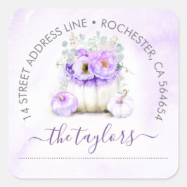 Pegatina Cuadrada Dirección del Fiesta de caída de calabaza de Purpu