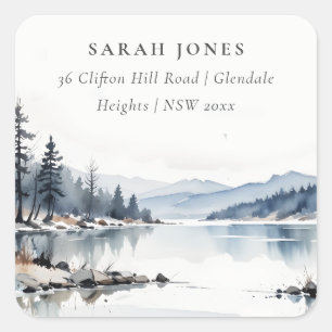 Pegatina Cuadrada Dirección del paisaje del lago de la montaña de ni