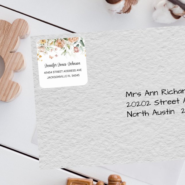 Pegatina Cuadrada Dirección Floral Baby Shower Chica rosa Rubor (Subido por el creador)