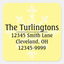 Pegatina Cuadrada Dirección personalizada de devolución de copo de n