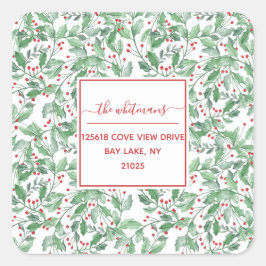 Pegatina Cuadrada Dirección personalizada de Navidades festivos de l