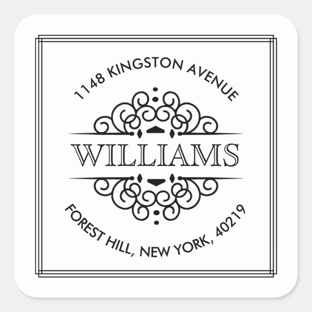 Pegatina Cuadrada Dirección simple de devolución de Personalizado Or (Anverso)