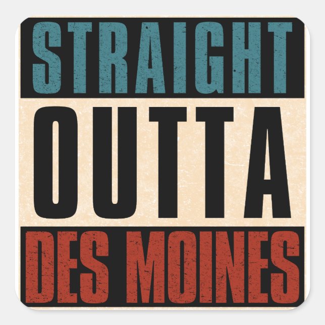 Pegatina Cuadrada Directamente de Des Moines Iowa IA (Anverso)