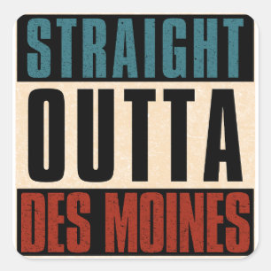 Pegatina Cuadrada Directamente de Des Moines Iowa IA