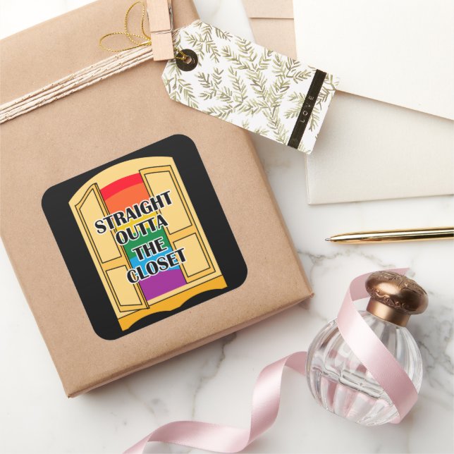 Pegatina Cuadrada Directamente Fuera Del Armario (Regalar)
