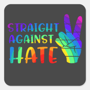 Pegatina Cuadrada Directo contra el odio - Orgullo LGBTQ+