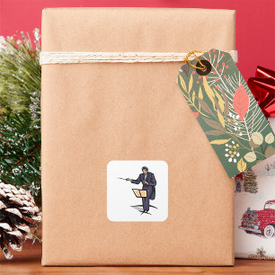 Pegatina Cuadrada Director de orquesta sinfónica Música clásica