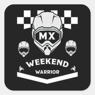 Pegatina Cuadrada Dirt Bike Weekend Warrior Motocross Rider