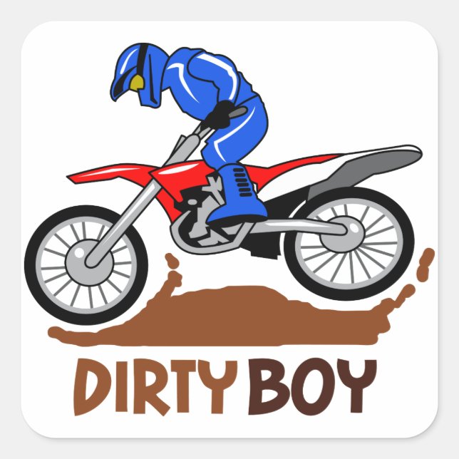 Pegatina Cuadrada Dirty Boy Motocross (Anverso)