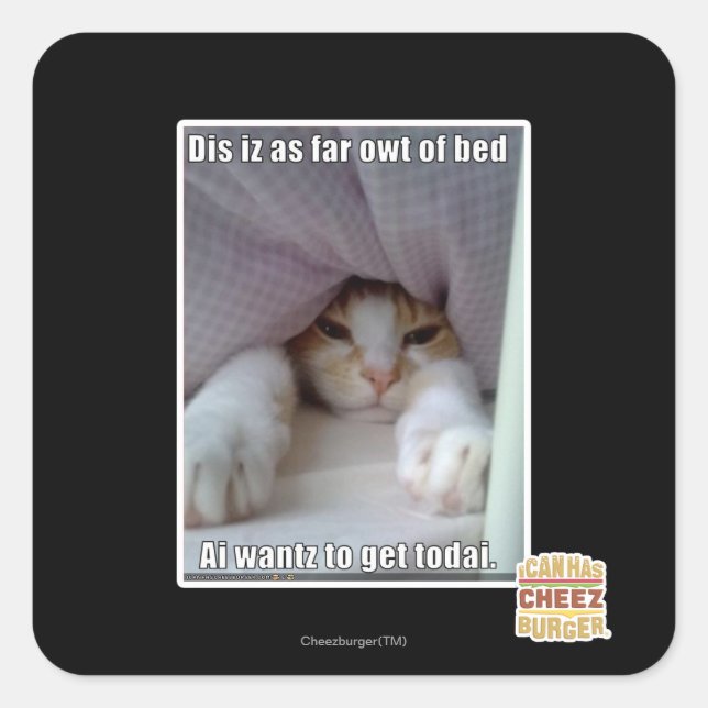 Pegatina Cuadrada Dis está tan lejos de la cama. (Anverso)