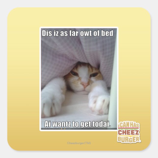 Pegatina Cuadrada Dis está tan lejos de la cama. (Anverso)