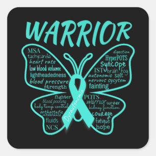 Pegatina Cuadrada Disautonomia Awareness POTS HyperPOTS NCS Warrior