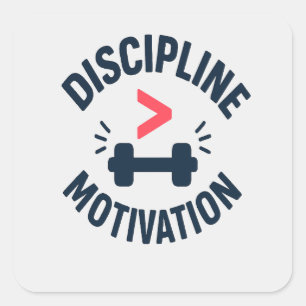 Pegatina Cuadrada Disciplina Mayor que Motivación - Gimnasio Fitness