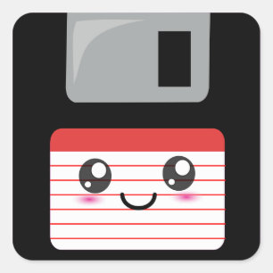 Pegatina Cuadrada Disco de disquete Cute / Kawaii Happy