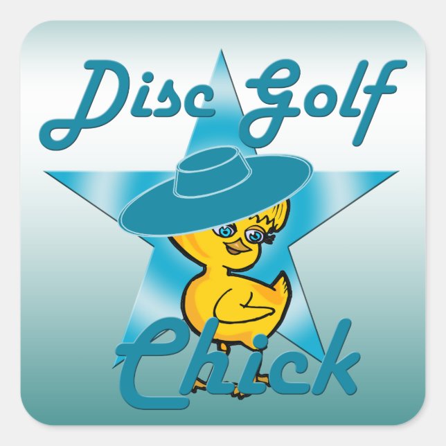 Pegatina Cuadrada Disco Golf #7 (Anverso)