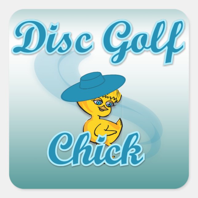 Pegatina Cuadrada Disco Golf Chick #3 (Anverso)