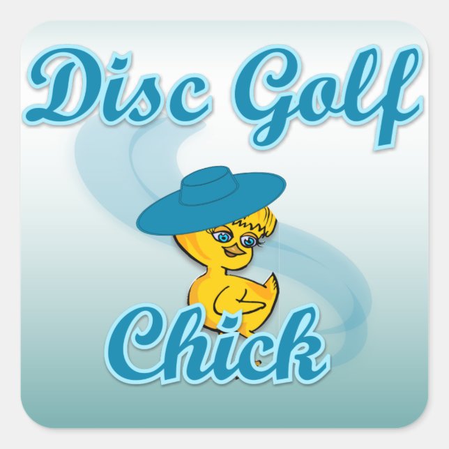 Pegatina Cuadrada Disco Golf Chick #3 (Anverso)