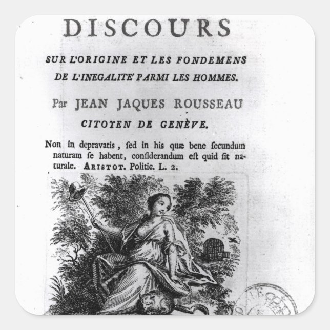 Pegatina Cuadrada 'Discours l'Origine et les Fondements (Anverso)