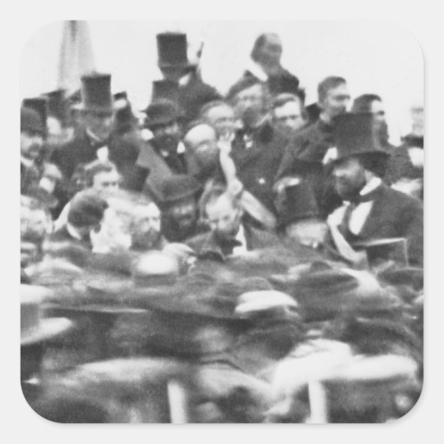 Pegatina Cuadrada Discurso de Gettysburg, Abraham Lincoln (Anverso)