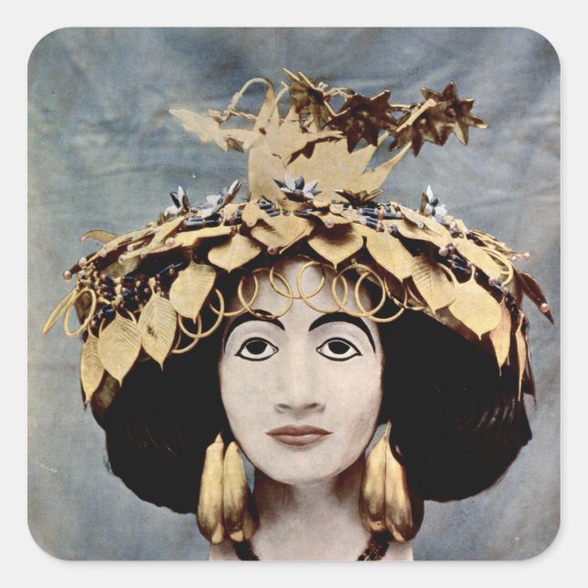 Pegatina Cuadrada Discurso sumario de la Reina Shub-ad (Anverso)