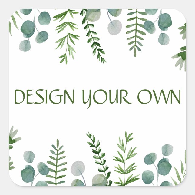 Pegatina Cuadrada Diseña tu propia floral  (Anverso)