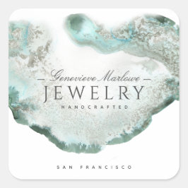 Pegatina Cuadrada Diseñador de joyas de Green Agate