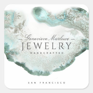 Pegatina Cuadrada Diseñador de joyas de Green Agate