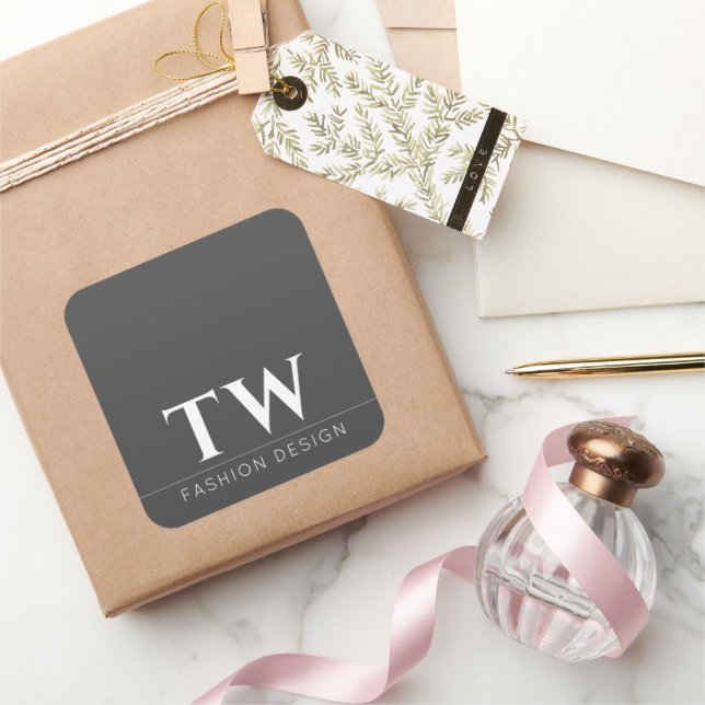 Pegatina Cuadrada Diseñador de moda negro (Regalar)