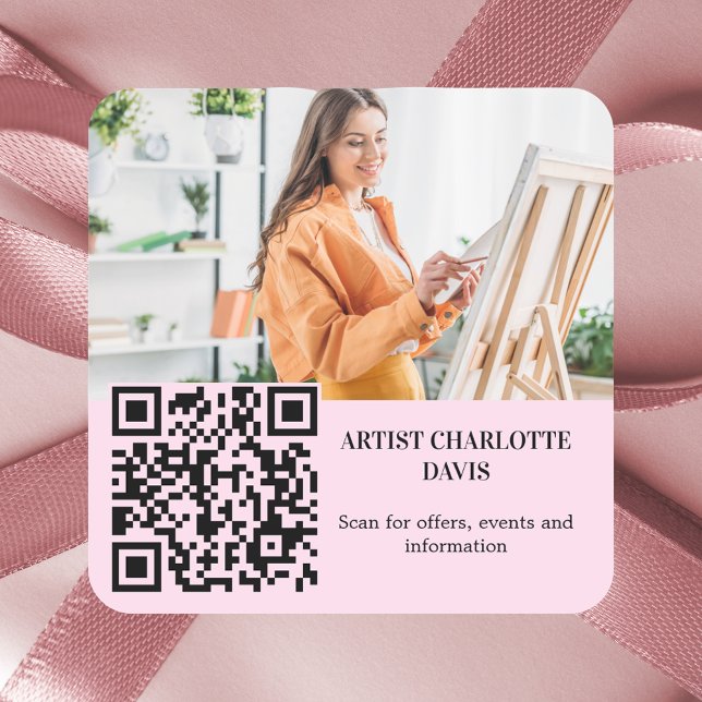 Pegatina Cuadrada Diseñador fotográfico de códigos QR (Subido por el creador)