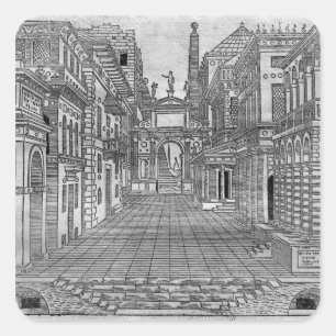 Pegatina Cuadrada Diseñar para una escena trágica