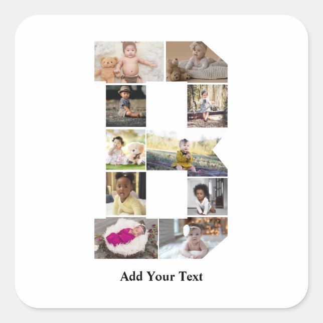 Pegatina Cuadrada Diseñar su propia letra B Collage de fotos (Anverso)