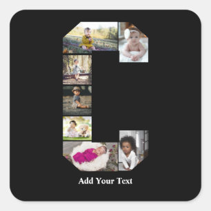 Pegatina Cuadrada Diseñar su propia letra C Collage de fotos
