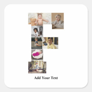 Pegatina Cuadrada Diseñar su propia letra F Collage de fotos