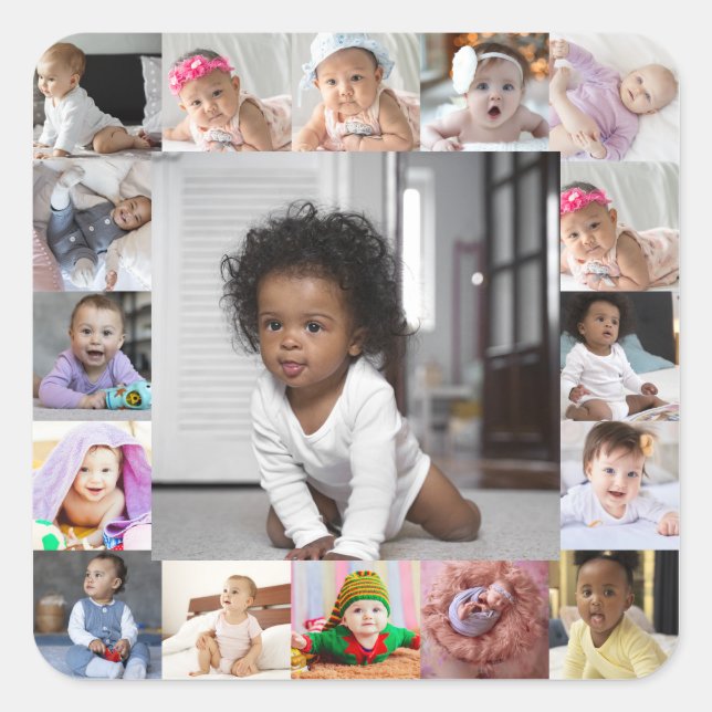 Pegatina Cuadrada Diseñar su propio Collage de fotos de 17 (Anverso)