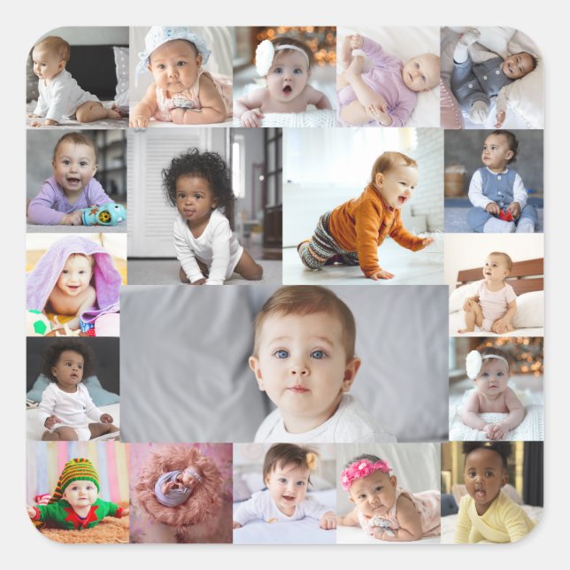 Pegatina Cuadrada Diseñar su propio Collage de fotos de 19 (Anverso)