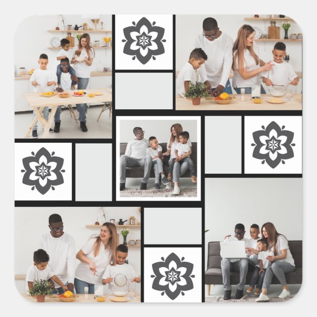 Pegatina Cuadrada Diseñar su propio Collage de fotos Floral 5 (Anverso)