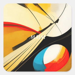 Pegatina Cuadrada Diseño abstracto curváceo