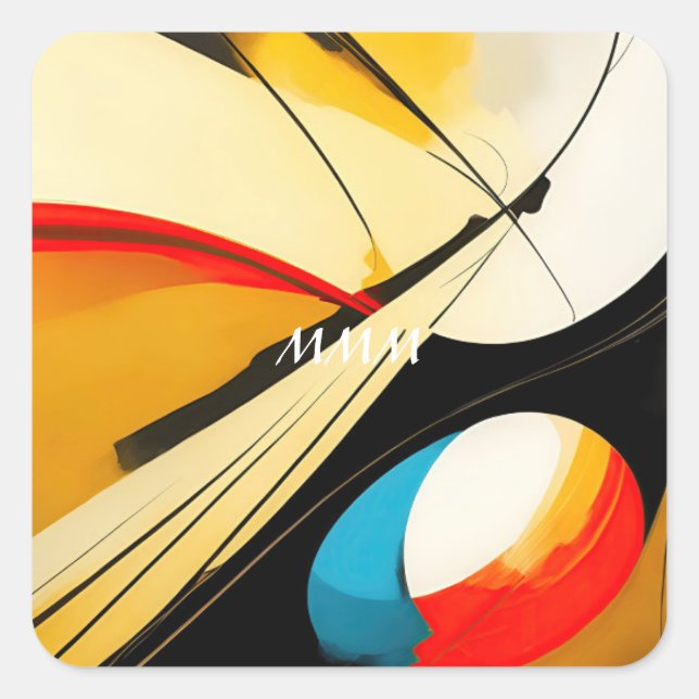 Pegatina Cuadrada Diseño abstracto curváceo (Anverso)