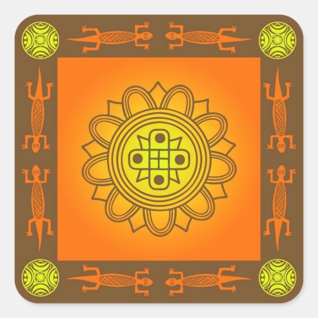 Pegatina Cuadrada Diseño africano (Anverso)