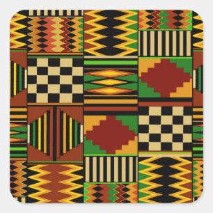 Pegatina Cuadrada Diseño africano de tela Kente real
