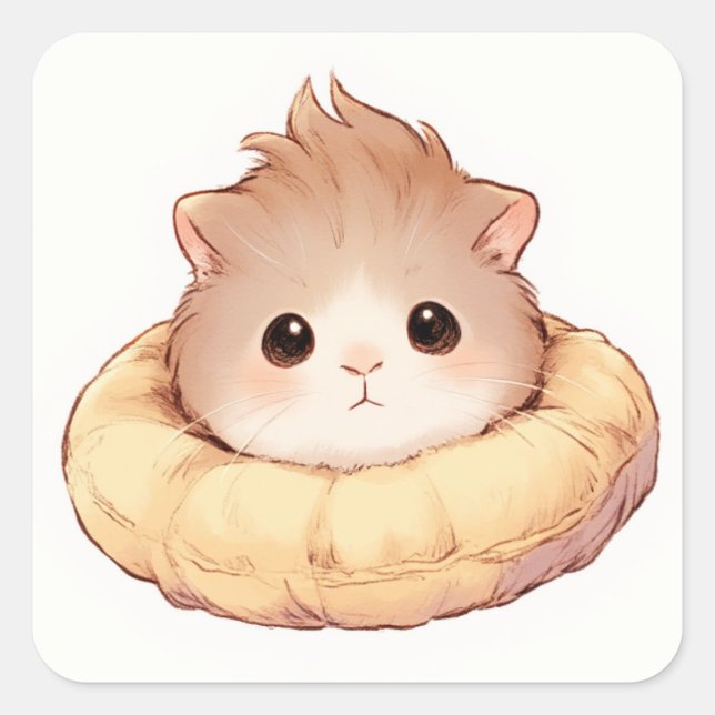 Pegatina Cuadrada Diseño alegre inspirado (Anverso)