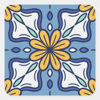 Pegatina Cuadrada diseño amarillo azul