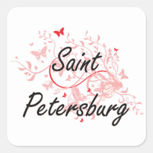 Pegatina Cuadrada Diseño artístico de la ciudad de St Petersburg