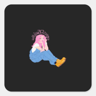 Pegatina Cuadrada Diseño Artístico Gráfico de Ciervo