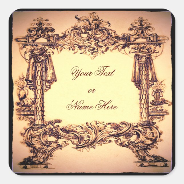 Pegatina Cuadrada Diseño barroco pegatinas personalizados (Anverso)