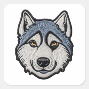 Pegatina Cuadrada Diseño bordado de personalizar ME Husky