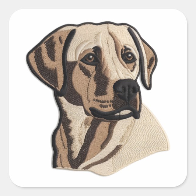 Pegatina Cuadrada Diseño bordado de personalizar ME Labrador Retriev (Anverso)